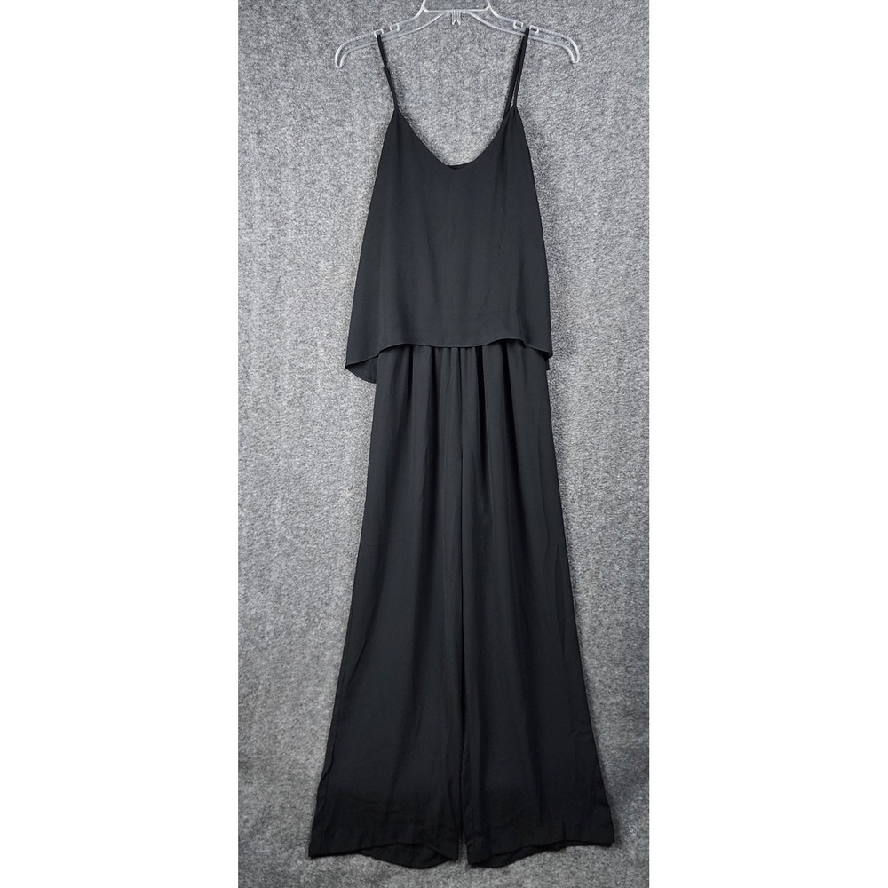 Eight Sixty Jumpsuit Womens Medium Black Popover Wide Leg Adjustable Straps EUC